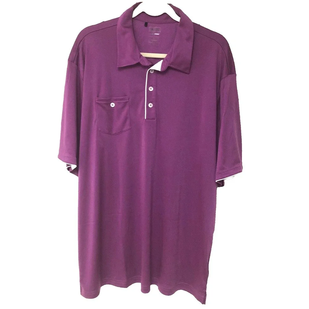Adidas Mens Polo Shirt Climacool Purple Golf‎ Performance Activewear Wicking 2XL